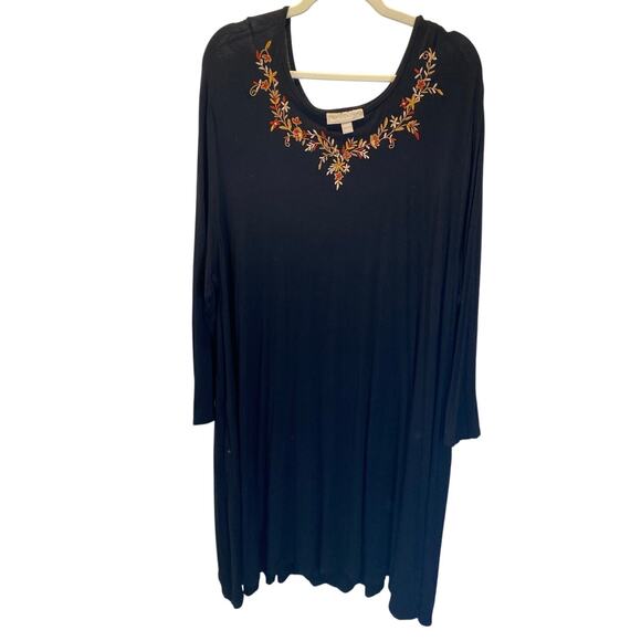 Black Boho Comfortable Stretchy Dress Woman Within Pockets 26/28 2XL - Picture 1 of 6